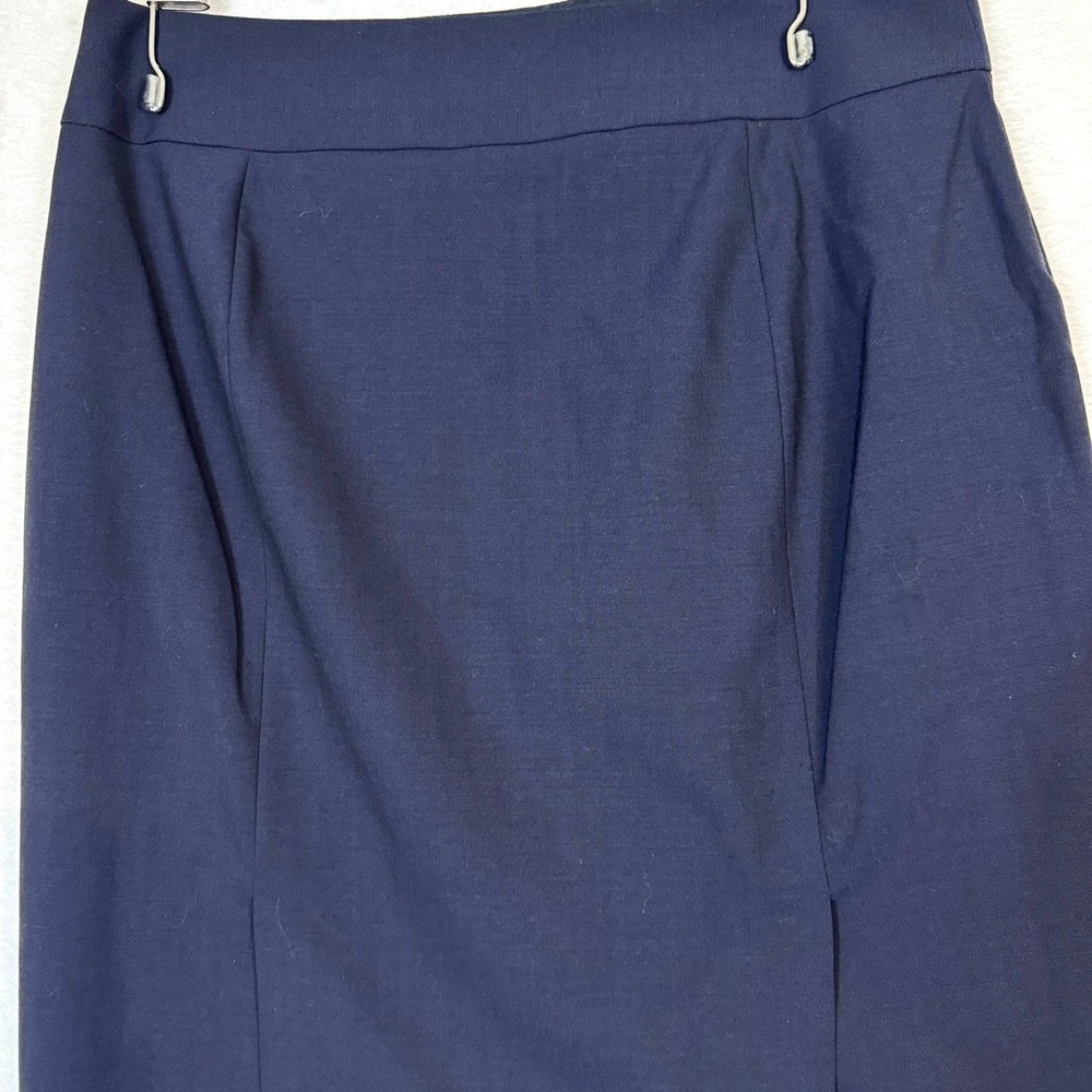 Banana Republic Navy Wool-Blend Pencil Skirt Size 8 – Side Zipper & Slit W 167 - Picture 2 of 8